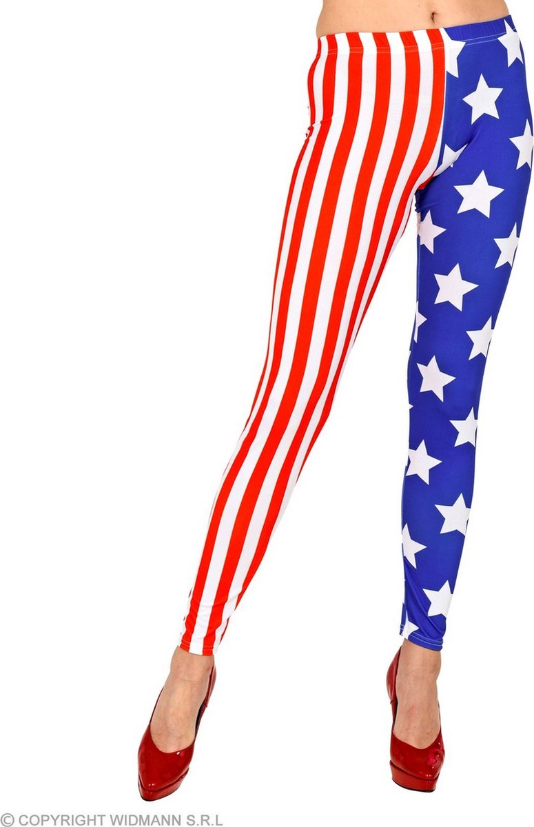 Landen Thema Kostuum | Legging Born In The USA | Vrouw | Small / Medium | Carnaval kostuum | Verkleedkleding